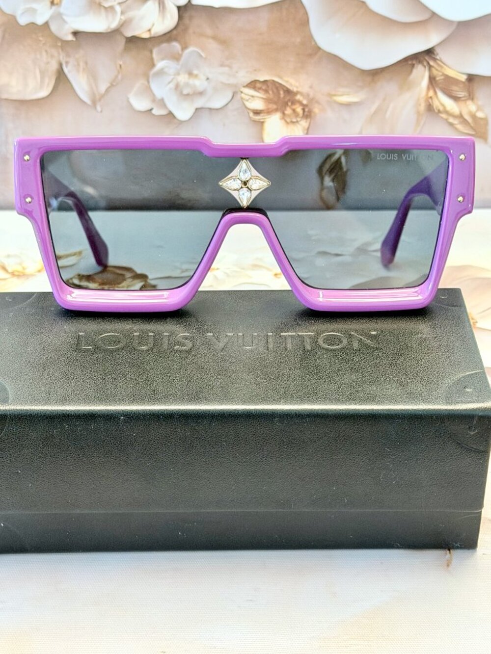 Authentic Louis Vuitton Acetate Swarovski Cyclone Sunglasses Z1641W Purple